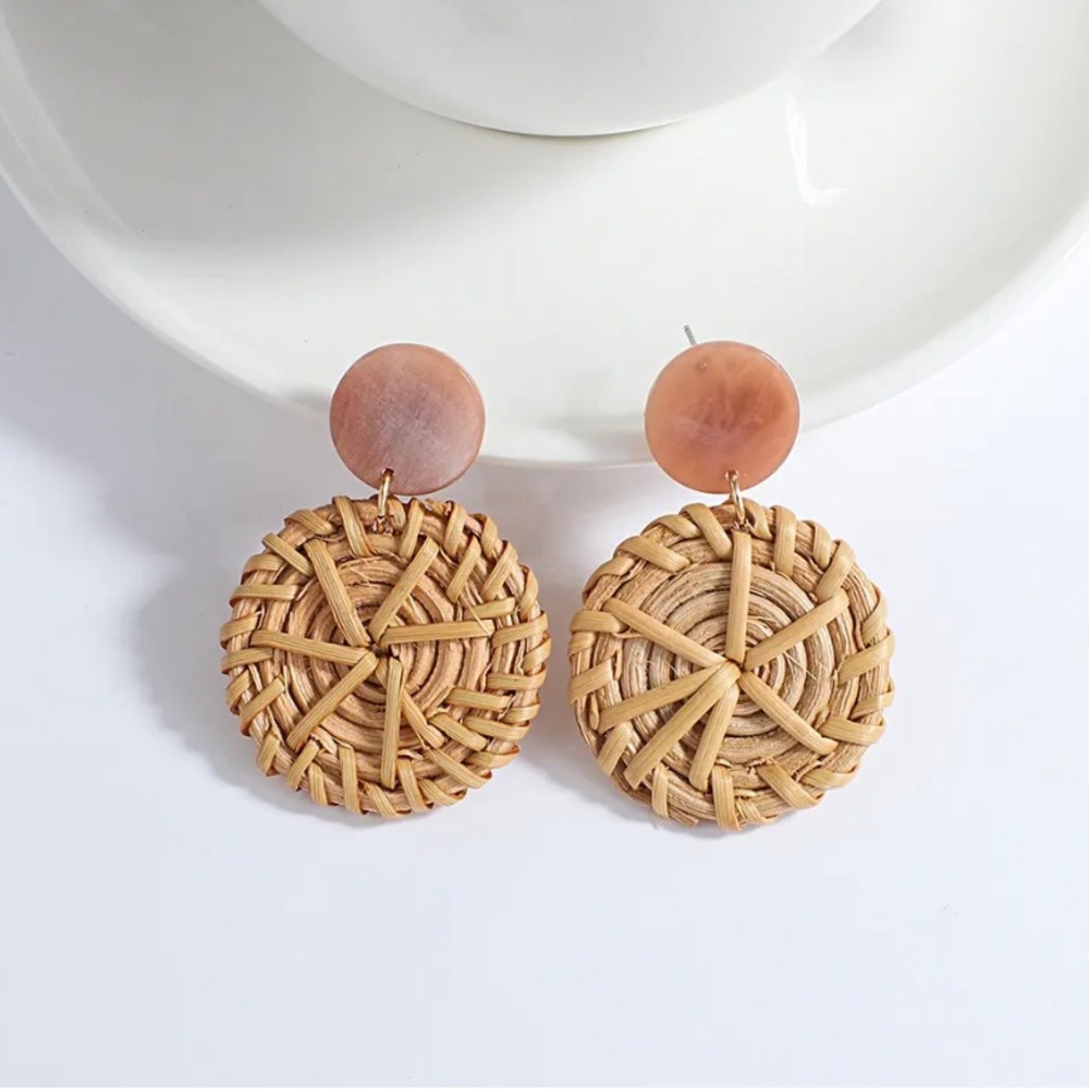 Rattan Weaved Boho Earrings